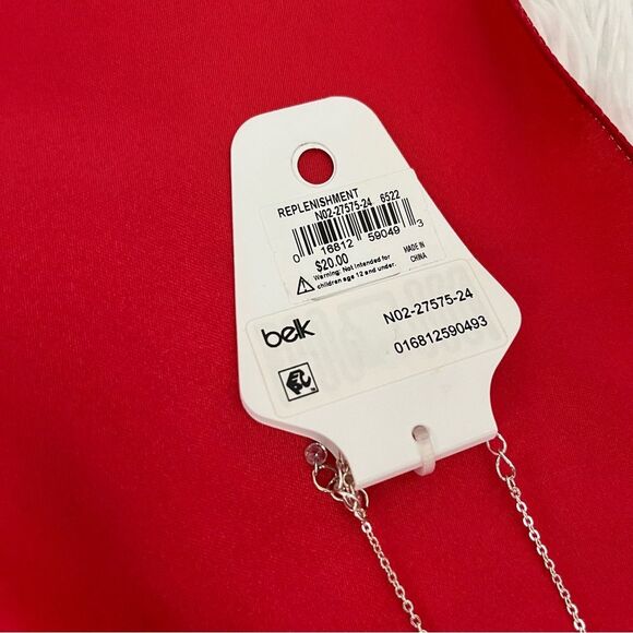 Silver long chain necklace 24” circle hoops rhinestones  tassel NEW - Picture 7 of 8